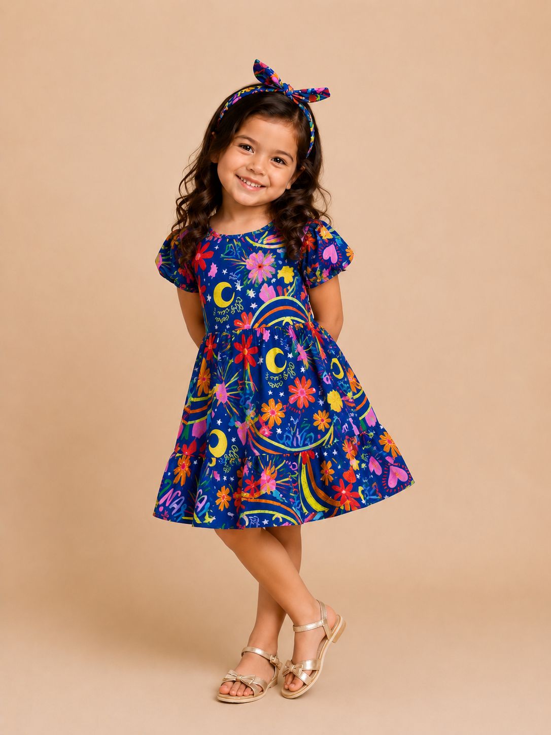 Vestido Sonhos com estampa exclusiva, floral e colorida